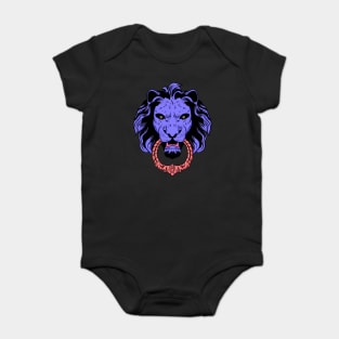 Blue with pink lion head Baby Bodysuit